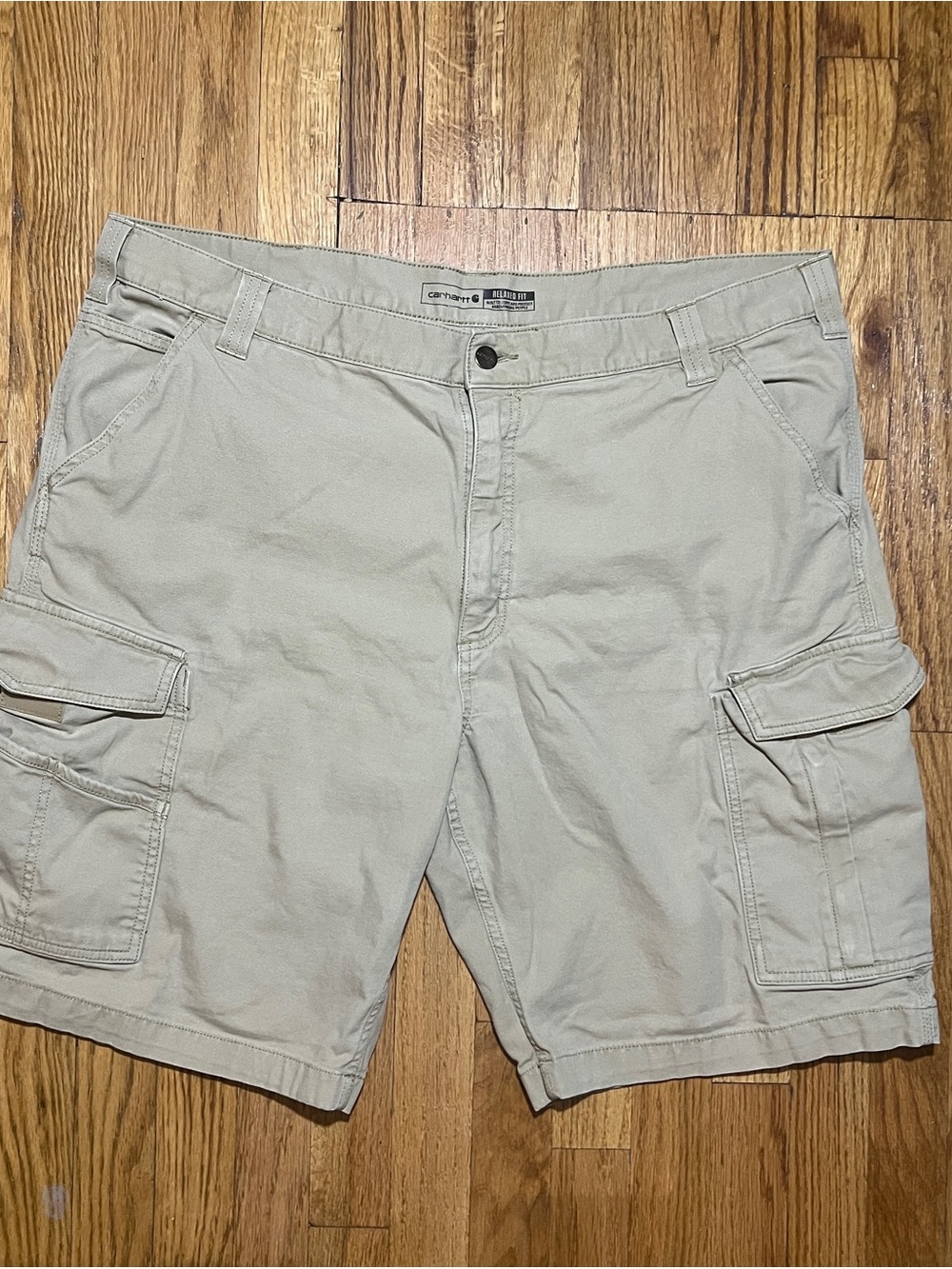 Carhartt Relaxed Fit Cargo Shorts Mens Beige Canvas Cotton Stretch BS3542-M 42W
